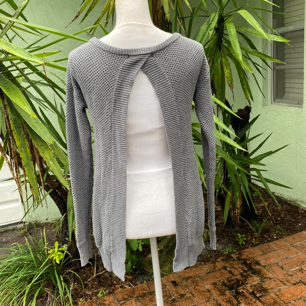GRAY Open Back Sweater